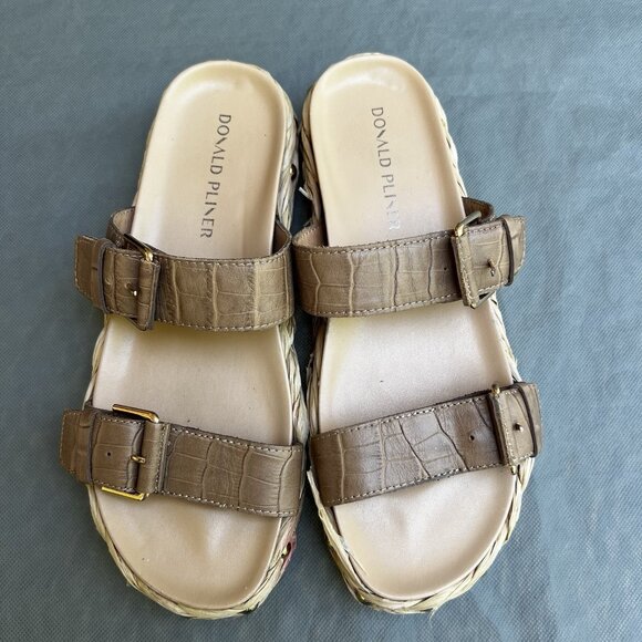 Donald Pliner Adjustable Larabee Sandals Shoes Sz 9 Leather Espadrille Slip On - Picture 5 of 9